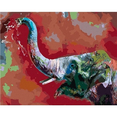 zuty Malování Podle Čísel Šťastný Barevný Slon 40 x 50 Cm Plátno Rám