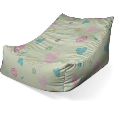 Sablio Sedací vak Lounge Srdiečka a špirály XL 120 x 100 x 80 cm