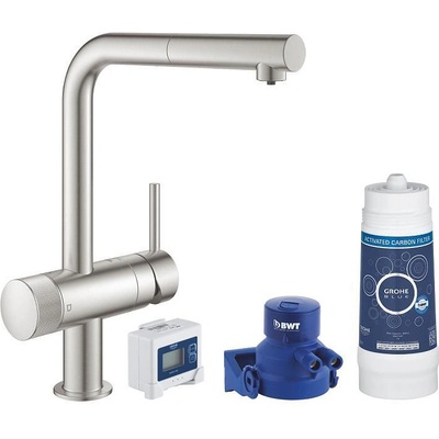 GROHE Смесител GROHE Blue Pure Minta с L - чучур и изтеглящ се душ (30382DC0)