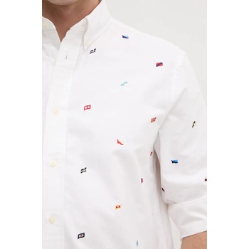 Tommy Hilfiger Памучна риза Tommy Hilfiger мъжка в бяло със свободна кройка с яка с копче MW0MW38563 (MW0MW38563)