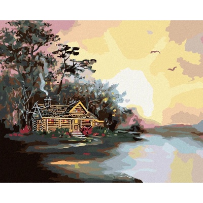 Zuty Malování Podle Čísel Chata U Jezera A Červánky D. Rusty Rust 80 x 100 cm Plátno Rám