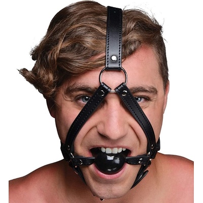 Ouch! Xtreme Head Harness with Solid Ball Gag Black