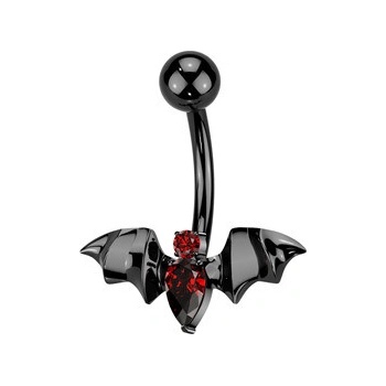 Šperky4U Černý piercing do pupíku netopýr TIT1560-K