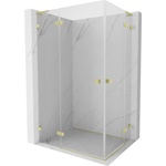 Mexen Lunar L Duo лява душ кабина 120 x 90 cm, прозрачна, четкано златисто - 834L-120L-090P-55-00 (834L-120L-090P-55-00)