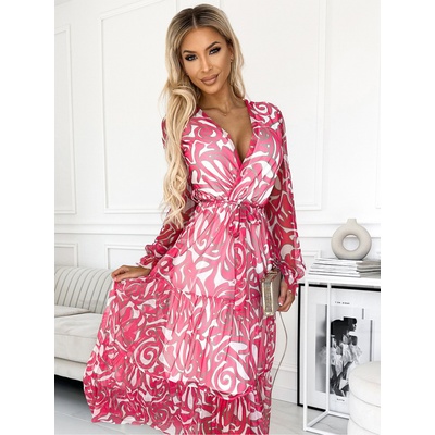 Numoco Рокля с деколте и дълги ръкави - розова вълна - мрежа Numoco ENRICA numoco | Rozov | ЖЕНИ | ЕДИН РАЗМЕР