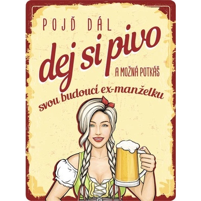 Plechová cedule Pojď dál, dej si pivo 30x40 cm