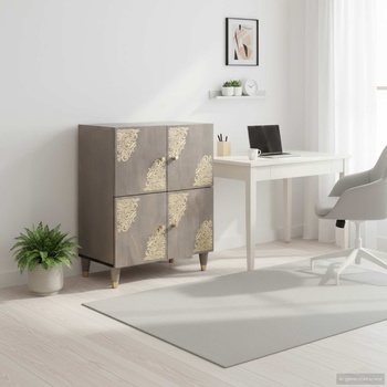 vidaXL Служебен шкаф с рафт с врата Сив и златен 60 x 33 x 75 cm (4018798)