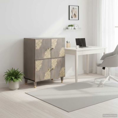 vidaXL Служебен шкаф с рафт с врата Сив и златен 60 x 33 x 75 cm (4018798)