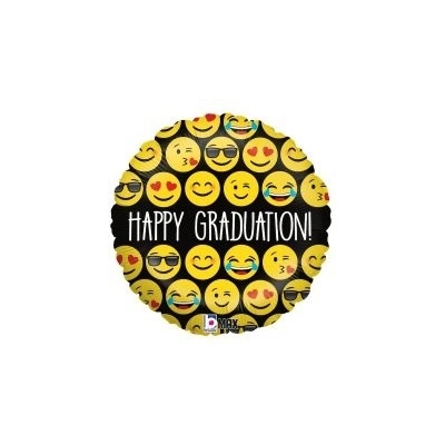 GRABO fóliový balónek Emoji Graduation kruh 18" 46cm nafukovací