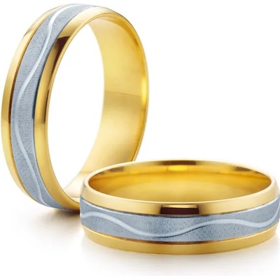 SAVICKI Сватбени халки: двуцветно злато, полукръгъл профил. 5 мм
