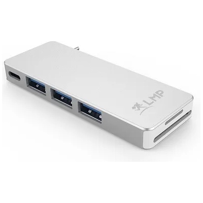 3-портов USB 3.0 хъб и SD/Micro SD слот - LMP Basic USB-C to SD/Micro SD, 3 USB Adapter (сребрист) (18122)