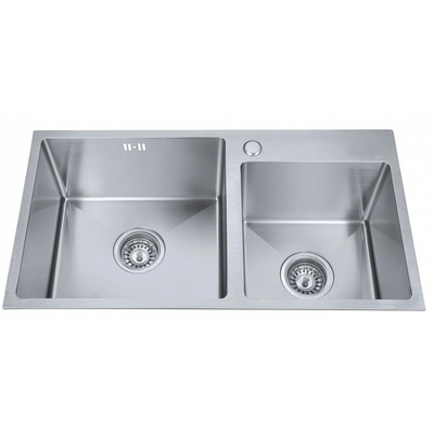 Inter Ceramic Кухненска мивка ICK 7822 ROUND, Inter Ceramic, неръждаема стомана, със сифон, 84x49х11.4см (7822 ROUND)