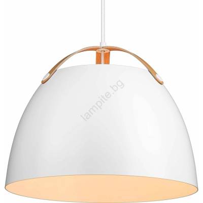 halo design 734870 - Висяща лампа на кабел OSLO 1xE27/40W/230V диам. 40 см бял/дъб (HO0093)