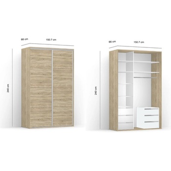 BRW Гардероб FLEX dub sonoma - 151*66*240 (42/150.7-66-240/dub-sonoma/flex/brw)