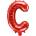 PartyDeco Балон от фолио Mini - Буква C 35см червен