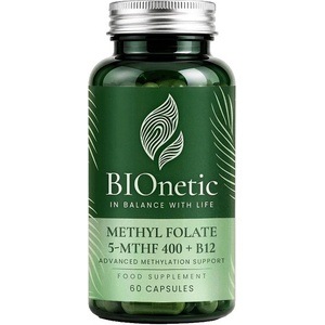 BIOnetic Methyl Folat 5-MTHF 400 + B12, 60 капсули, BIOnetic (7963-00)