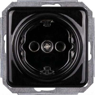 Elhard - Керамичен ретро домашен контакт без рамка SCHUKO 230V черен (EF0031)