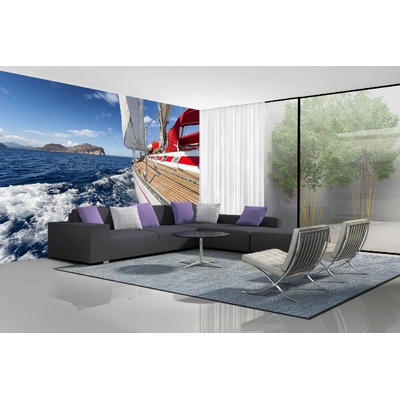 DIMEX ART Самозалепваща се флизелинова фототапета лодка в морето 375 x 250 см