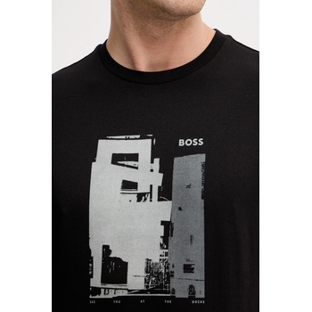 BOSS Orange Памучна тениска BOSS Orange Te_Imprint в черно с принт 50556007 (50556007)