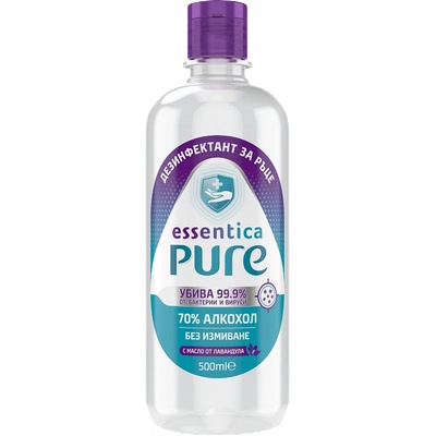 Дезинфектант Essentica Pure за ръце, шише с дозатор, 500 мл