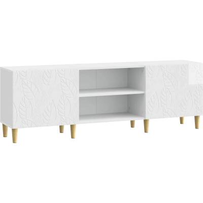 vidaXL ТВ шкаф 150 x 31 x 50 см Бял гланц Инженерна дървесина (895149)