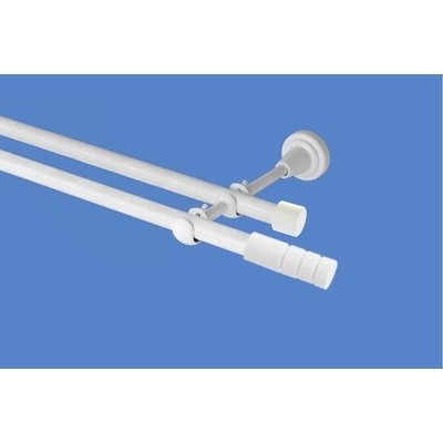 OK-GarnýžeCZ Garnýž kovová dvouřadá 19mm Techno bílá 150 cm do stěny / na tunýlek - bez kroužků