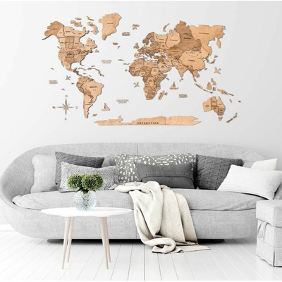 Enjoy the Wood 3D nástěnná dřevěná mapa World Map Light Prime XL