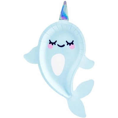 Party Deco Парти Чинии - Бебе Нарвал - (1 пакет / 6 бр. )