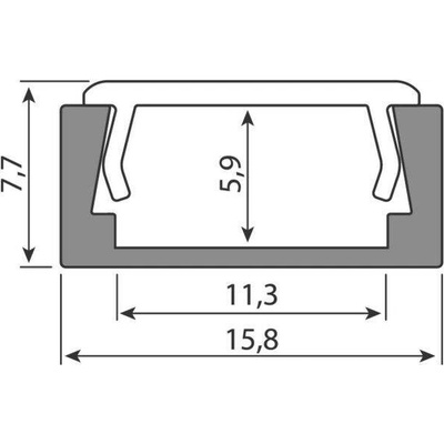 ML-761.323.74.1 Přisazený hliníkový profil černý PG2 16x8mm včetně čirého difuzoru 1m