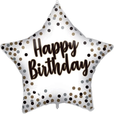 Procos Балон от фолио - Star Happy Birthday - бял 46см