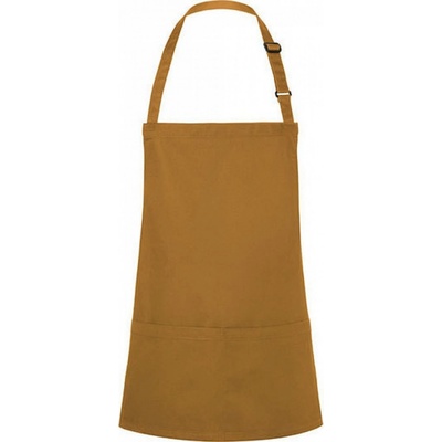 Karlowsky Krátká zástěra s kapsami na břiše nastavení délky na sponu žlutá hořčicová Pantone 146C KY123