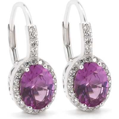 Rafity stříbrné náušnice s alexandritem a zirkony E0021KL-29