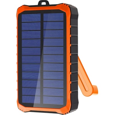 4smarts Bъншна батерия /power bank/ 4smarts Solar Rugged Prepper (456633), 12000mAh, 2x USB-A, черена, соларен панел, динамо и фенер (456633)