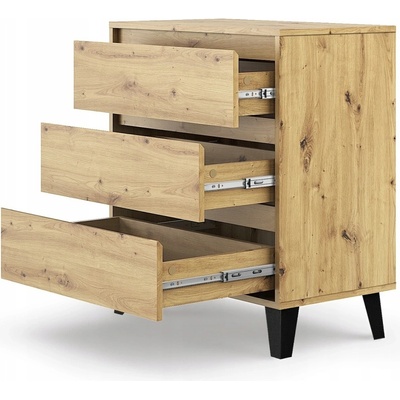 FurnitureFreeday Cand na nožičkách 3 šuflíky 70x78x39 cm
