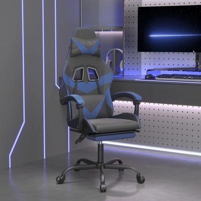 vidaXL Otočná s podnožkou černá a modrá umělá kůže 349555