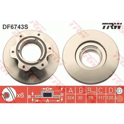 Brzdový kotúč (cena za 1ks) TRW DF6743S