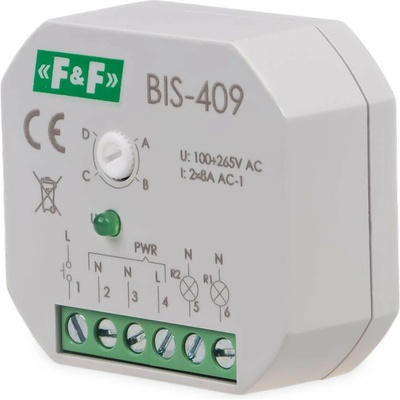BIS-409/230 - Sekvenčné impulzné relé so 4 funkciami, 230V, 8A, 2x NO