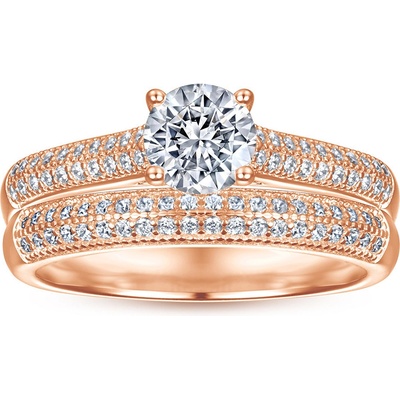 Lunica Dva stříbrné prstýnky ROSE GOLD 0613 7