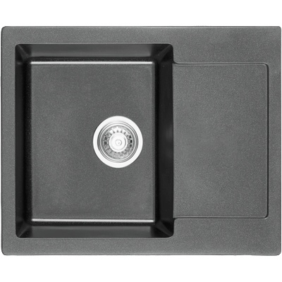 Inter Ceramic Гранитна кухненска мивка 8220 СИВА с десен отцедник (8220grayr)