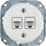 Reblig -Порцеланова ретро Ethernet розетка без рамка 2x CAT. 5E бяла (RG0180)