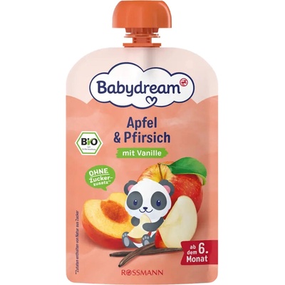 Babydream BIO ovocný příkrm Jablko, hruška a broskev 4x 100 g 400 g – Zboží Dáma