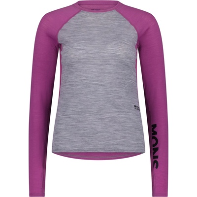 Mons Royale Дамско мериносово термобельо Mons Royale Women's Bella Merino Long Sleeve Merino base layer - Purple Bolt / Grey Heather (115-2717-0213)