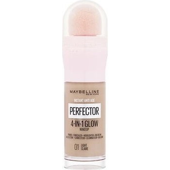 Maybelline Instant Age Rewind Perfector 4-In-1 Glow rozjasňující tekutý make-up s houbičkou 01 Light 20 ml