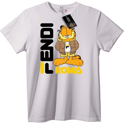 NOONEBRAND Тениска Garfield обича Рим - L, White