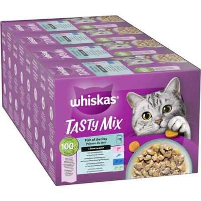 WHISKAS TASTY MIX Fish of the Day v omáčce 144 x 85 g