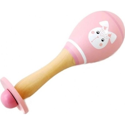 Adam Toys Dřevěné chrastítko rumba koule králíček růžová
