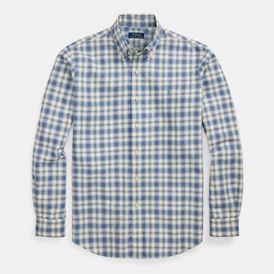Ralph Lauren Custom Fit Plaid Oxford Shirt - Blue Cream