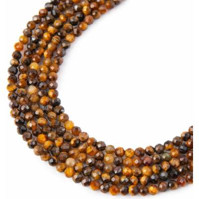 Koráliky z minerálu Tigrie oko 2mm brúsené - 18 cm