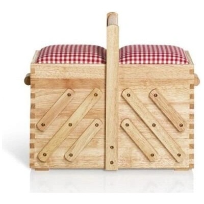 Kazeta - dřevěný košík na šicí potřeby s látkou, vel. M - světlý - PRYM