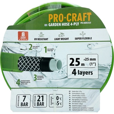 Procraft Zelená PR-4GH2525 4-vrstvová 1" 25 m